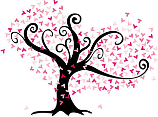 Obraz na płótnie Canvas Cute love tree with heart leaves 