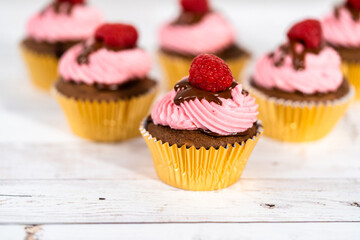 Chocolate raspberry cupcakes