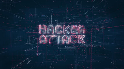 Hacker Attack title key word on a binary code digital network background