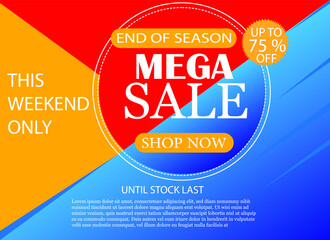 Obraz premium Abstract Mega sale banner for special offers, sales and discounts. Promotion and shopping template for Black Friday 75% off 