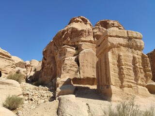 La petite cité nabatéenne Petra, en Jordanie, ancien chemin et historique de transport de...