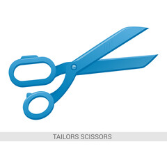 Vector drawing. Blue scissors on a white background. Doodle.