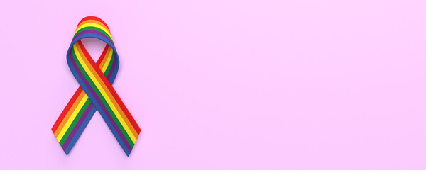 Lgbtq homosexual bisexual gay lesbian solidarity pride rainbow ribbon shape textile cancer health...