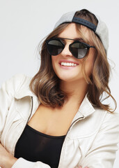 Portrait of pretty girl , laughing at camera