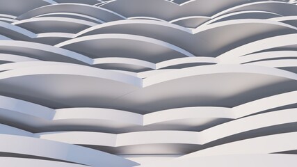 Obraz na płótnie Canvas 3d render futuristic architecture background white stripes of building facade