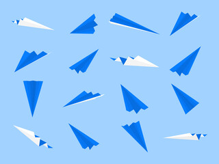 Origami paper planes collection with different views and angles