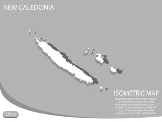 White isometric map of New Caledonia elements gray background for concept map easy to edit and customize. eps 10