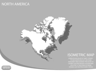 White isometric map of North America elements gray background for concept map easy to edit and customize. eps 10