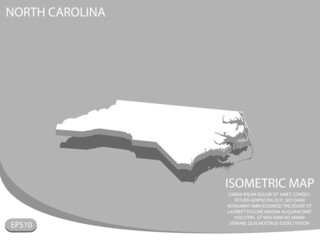 White isometric map of North Carolina elements gray background for concept map easy to edit and customize. eps 10