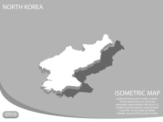 White isometric map of North Korea elements gray background for concept map easy to edit and customize. eps 10