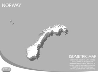 White isometric map of Norway elements gray background for concept map easy to edit and customize. eps 10