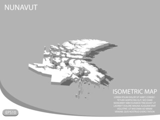 White isometric map of Nunavut elements gray background for concept map easy to edit and customize. eps 10