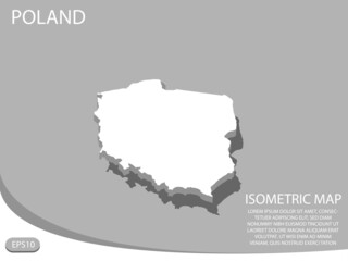White isometric map of Poland elements gray background for concept map easy to edit and customize. eps 10