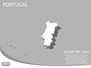 White isometric map of Portugal elements gray background for concept map easy to edit and customize. eps 10