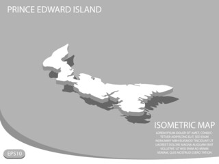 White isometric map of Prince Edward Island elements gray background for concept map easy to edit and customize. eps 10