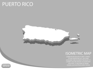 White isometric map of Puerto Rico elements gray background for concept map easy to edit and customize. eps 10