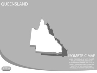 White isometric map of Queensland elements gray background for concept map easy to edit and customize. eps 10