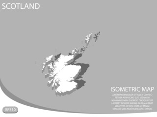White isometric map of Scotland elements gray background for concept map easy to edit and customize. eps 10