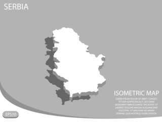 White isometric map of Serbia elements gray background for concept map easy to edit and customize. eps 10