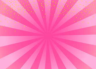 イラスト素材: 金色の紙吹雪とピンク色のグラデーションの集中線　背景　広告用　新春セール　クリスマス
