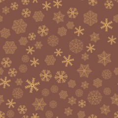 Christmas seamless pattern with colored snowflake, winter festive ornament design