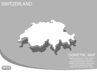 White isometric map of Switzerland elements gray background for concept map easy to edit and customize. eps 10