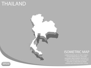 White isometric map of Thailand elements gray background for concept map easy to edit and customize. eps 10