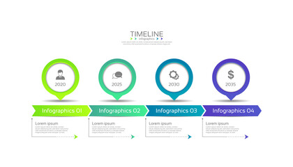 Timeline business infographic template circle colorful with 4 step