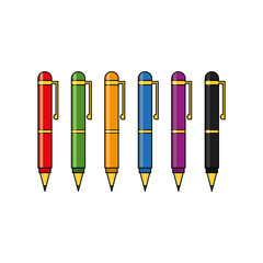 Set of vector multicolored pens, pen icons
