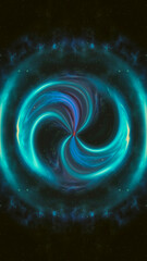 Space galactic fantasy futuristic abstraction. Space nebulae and galaxies. Flashes of light, the movement of light in space. Neon rays and lines of light. 3D illustration