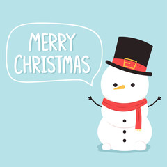 Snowman cartoon. Christmas design. Vector flat design.