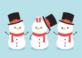 Snowman cartoon. Christmas design. Vector flat design.