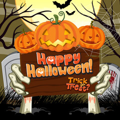 Happy Halloween banner with Jack o lantern