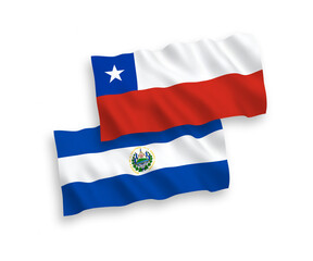 Flags of Republic of El Salvador and Chile on a white background