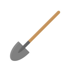 Garden spade, shovel. Tool for farming and gardening. Flat style. Isolated vector illustration 