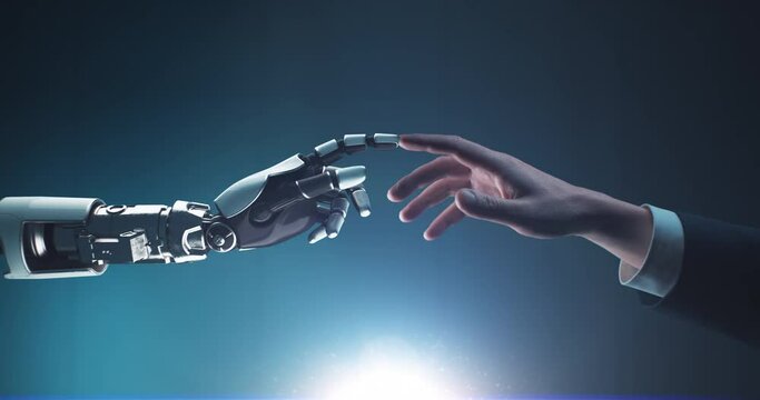 Robot turning human into cyborg