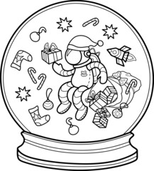 Coloring page for children and adults. Snow ball