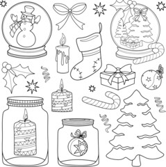 Coloring page for children and adults. Christmas doodle