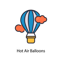 Hot Air Balloons vector fill outline Icon Design illustration. Web And Mobile Application Symbol on White background EPS 10 File