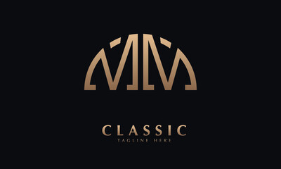 Alphabet MM or MM Half Illustration monogram vector logo template