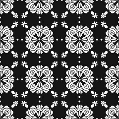 Hand drawn black and white seamless pattern. Ornate background.