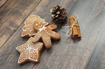 Fototapeta na wymiar Christmas gingerbread, decoration background