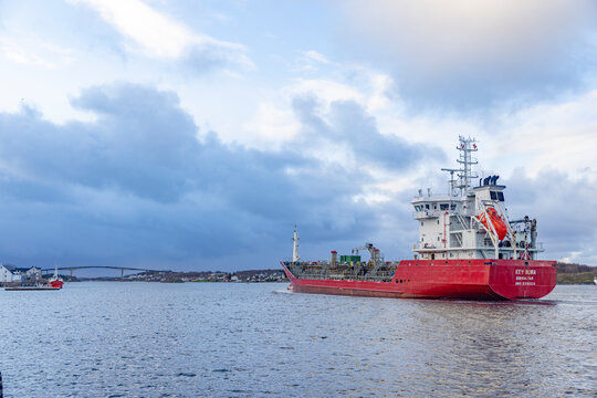 Norwegian chemical/oil tanker Key Bora  passes Brønnøysundet - Ship built in 2006,Helgeland,Northern Norway,scandinavia,Europe