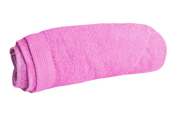 Pink towel on isolated white background