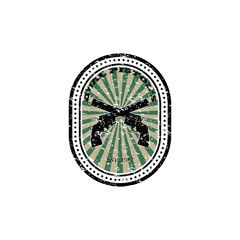 dual pistol vintage design illustration,vintage design style, designed for print and logo