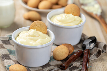 Creamy vanilla pudding in a cup