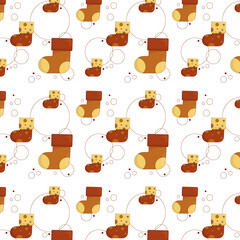 seamless pattern of christmas colored yellow brown socks
