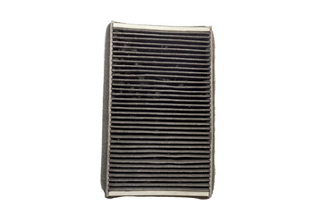cabin air carbon filter, rectangular, foam rubber sealing strip edge. used, isolated on white...
