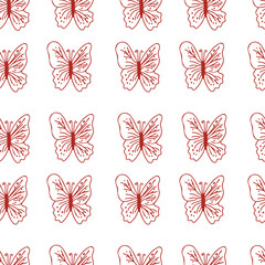 Fototapeta na wymiar Seamless vector pattern with butterflies on isolated background.Decorative,festive,repeating,bright print in flecked style.Design for textiles,wrapping paper,packaging,fabric.
