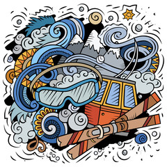 Cartoon vector doodles Winter Sports illustration.